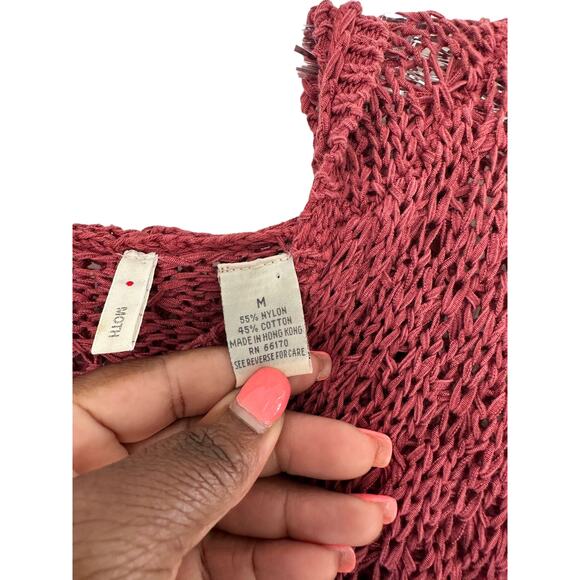 Anthropologie Moth Pink Knit Brat Cozy Hooded Pullover Sweater Size Medium - Picture 2 of 9